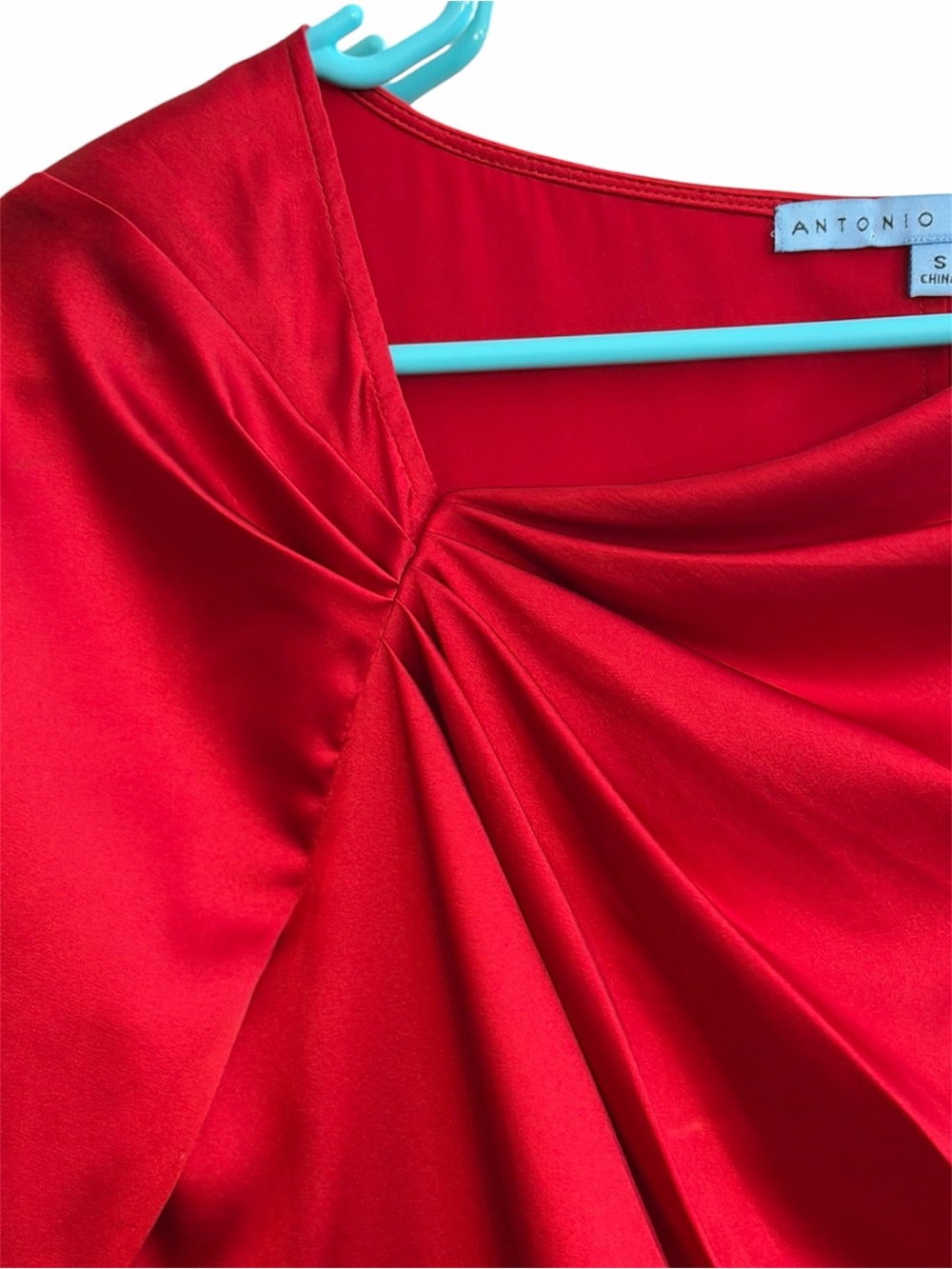 ANTONIO MELANI Red Draped Short Sleeve Blouse - Picture 5 of 10